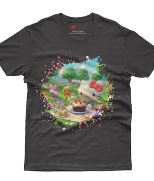 Hello kitty and friend tee shirt - Summer cute graphic tees - Unisex novelty cotton t shirt - Lusy Store LLC