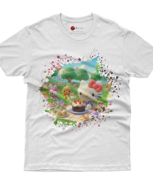 Hello kitty and friend tee shirt - Summer cute graphic tees - Unisex novelty cotton t shirt - Lusy Store LLC