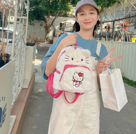 Hello Kitty Backpack Cute School Bag Kawaii Pudding Dog Plush Gifts for Kids - Lusy Store LLC