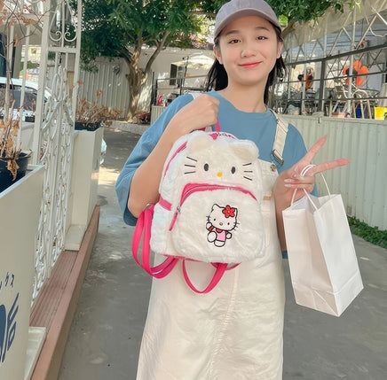 Hello Kitty Backpack Cute School Bag Kawaii Pudding Dog Plush Gifts for Kids - Lusy Store LLC