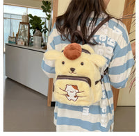 Hello Kitty Backpack Cute School Bag Kawaii Pudding Dog Plush Gifts for Kids - Lusy Store LLC