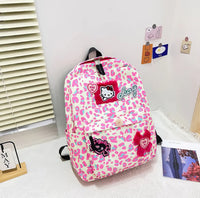 Hello Kitty Backpack Kawaii Canvas Cute Shoulder Bag Y2K Student Schoolbag - Lusy Store LLC