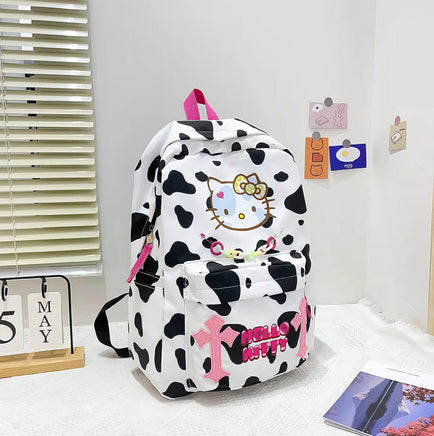 Hello Kitty Backpack Kawaii Canvas Cute Shoulder Bag Y2K Student Schoolbag - Lusy Store LLC