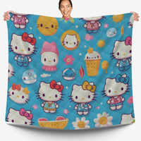 Hello Kitty bed set - Blue summer quilt set high quality cotton quilt & pillowcase - Lusy Store LLC