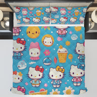 Hello Kitty bed set - Blue summer quilt set high quality cotton quilt & pillowcase - Lusy Store LLC