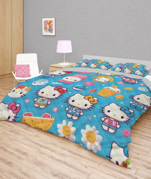 Hello Kitty bed set - Blue summer quilt set high quality cotton quilt & pillowcase - Lusy Store LLC