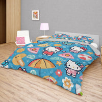 Hello Kitty bed set - Blue summer quilt set high quality cotton quilt & pillowcase - Lusy Store LLC