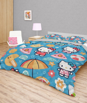 Hello Kitty bed set - Blue summer quilt set high quality cotton quilt & pillowcase - Lusy Store LLC