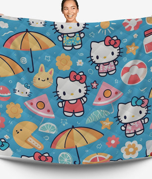 Hello Kitty bed set - Blue summer quilt set high quality cotton quilt & pillowcase - Lusy Store LLC