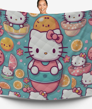Hello Kitty bed set - Cute summer quilt set high quality cotton quilt & pillowcase - Lusy Store LLC