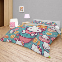 Hello Kitty bed set - Cute summer quilt set high quality cotton quilt & pillowcase - Lusy Store LLC