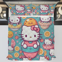 Hello Kitty bed set - Cute summer quilt set high quality cotton quilt & pillowcase - Lusy Store LLC