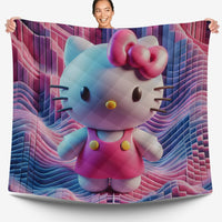 Hello Kitty bed set - Digital art quilt set cute 3D high quality cotton quilt & pillowcase - Lusy Store LLC