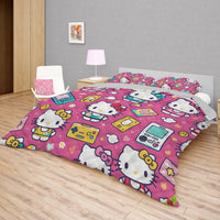 Hello Kitty bed set - Gamer quilt set high quality cotton quilt & pillowcase - Lusy Store LLC