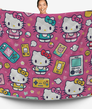 Hello Kitty bed set - Gamer quilt set high quality cotton quilt & pillowcase - Lusy Store LLC