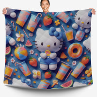 Hello Kitty bed set - Navy Blue summer quilt set cute 3D high quality cotton quilt & pillowcase - Lusy Store LLC
