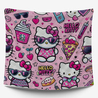 Hello Kitty bed set - Pink cool quilt set 3D high quality cotton quilt & pillowcase for bedroom - Lusy Store LLC