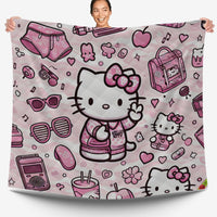 Hello Kitty bed set - Pink cute quilt set 3D high quality cotton quilt & pillowcase for bedroom - Lusy Store LLC