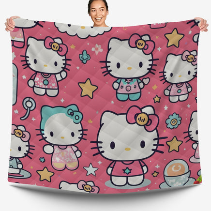 Hello Kitty bed set - Pink cute quilt set high quality cotton quilt & pillowcase for bedroom - Lusy Store LLC