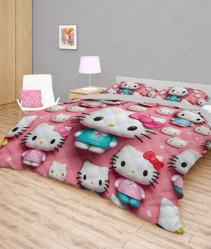Hello Kitty bed set - Pink quilt set cute 3D high quality cotton quilt & pillowcase - Lusy Store LLC