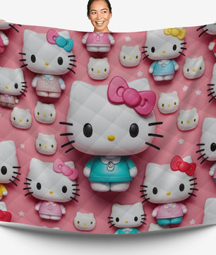 Hello Kitty bed set - Pink quilt set cute 3D high quality cotton quilt & pillowcase - Lusy Store LLC