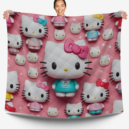 Hello Kitty bed set - Pink quilt set cute 3D high quality cotton quilt & pillowcase - Lusy Store LLC