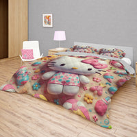 Hello Kitty bed set - Pink quilt set sweet cute 3D high quality cotton quilt & pillowcase - Lusy Store LLC