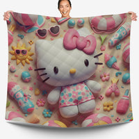 Hello Kitty bed set - Pink quilt set sweet cute 3D high quality cotton quilt & pillowcase - Lusy Store LLC