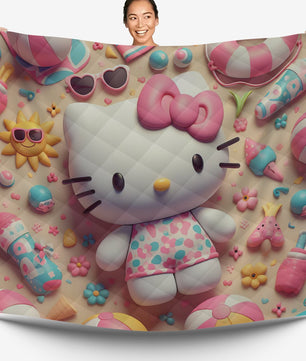 Hello Kitty bed set - Pink quilt set sweet cute 3D high quality cotton quilt & pillowcase - Lusy Store LLC