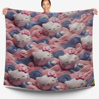 Hello Kitty bed set - Pink quilt set waves cute Kitty sleeping 3D high quality cotton quilt & pillowcase - Lusy Store LLC