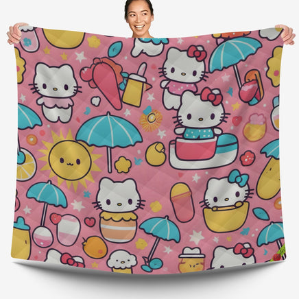 Hello Kitty bed set - Pink summer quilt set high quality cotton quilt & pillowcase - Lusy Store LLC