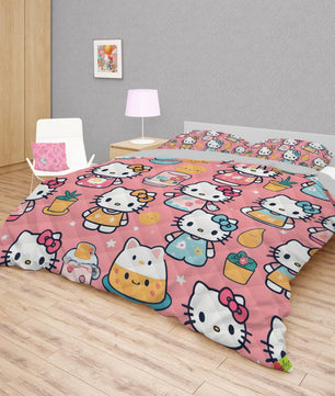 Hello Kitty bed set - Pink summer quilt set high quality cotton quilt & pillowcase - Lusy Store LLC