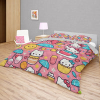 Hello Kitty bed set - Pink summer quilt set high quality cotton quilt & pillowcase - Lusy Store LLC