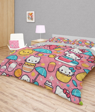 Hello Kitty bed set - Pink summer quilt set high quality cotton quilt & pillowcase - Lusy Store LLC