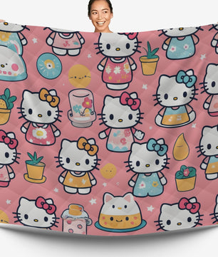 Hello Kitty bed set - Pink summer quilt set high quality cotton quilt & pillowcase - Lusy Store LLC