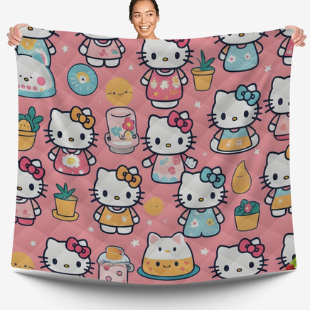 Hello Kitty bed set - Pink summer quilt set high quality cotton quilt & pillowcase - Lusy Store LLC