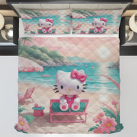 Hello Kitty bed set - Spring on the beach quilt set 3D high quality cotton quilt & pillowcase - Lusy Store LLC