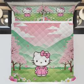Hello Kitty bed set - Spring quilt set cute high quality cotton quilt & pillowcase - Lusy Store LLC