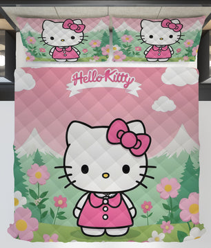 Hello Kitty bed set - Spring quilt set cute high quality cotton quilt & pillowcase - Lusy Store LLC