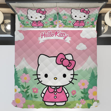 Hello Kitty bed set - Spring quilt set cute high quality cotton quilt & pillowcase - Lusy Store LLC