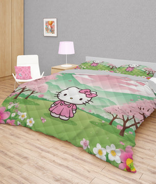 Hello Kitty bed set - Spring quilt set cute high quality cotton quilt & pillowcase - Lusy Store LLC