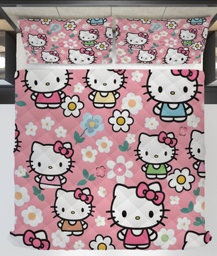 Hello Kitty bed set - Spring quilt set pink cute high quality cotton quilt & pillowcase - Lusy Store LLC