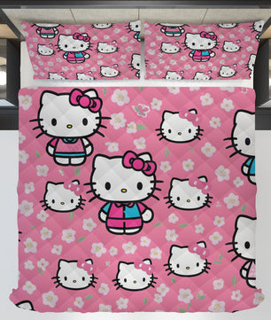 Hello Kitty bed set - Spring quilt set pink cute high quality cotton quilt & pillowcase - Lusy Store LLC