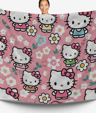 Hello Kitty bed set - Spring quilt set pink cute high quality cotton quilt & pillowcase - Lusy Store LLC