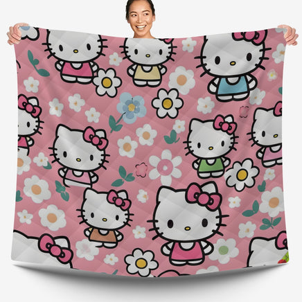 Hello Kitty bed set - Spring quilt set pink cute high quality cotton quilt & pillowcase - Lusy Store LLC