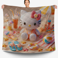 Hello Kitty bed set - Summer quilt set beach cute 3D high quality cotton quilt & pillowcase - Lusy Store LLC