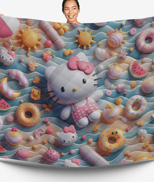 Hello Kitty bed set - Summer quilt set cute 3D high quality cotton quilt & pillowcase - Lusy Store LLC