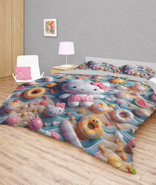 Hello Kitty bed set - Summer quilt set cute 3D high quality cotton quilt & pillowcase - Lusy Store LLC