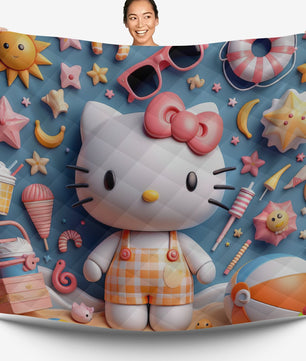 Hello Kitty bed set - Summer quilt set cute 3D high quality cotton quilt & pillowcase - Lusy Store LLC
