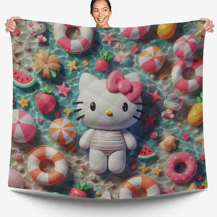 Hello Kitty bed set - Summer quilt set Kitty cute 3D high quality cotton quilt & pillowcase - Lusy Store LLC